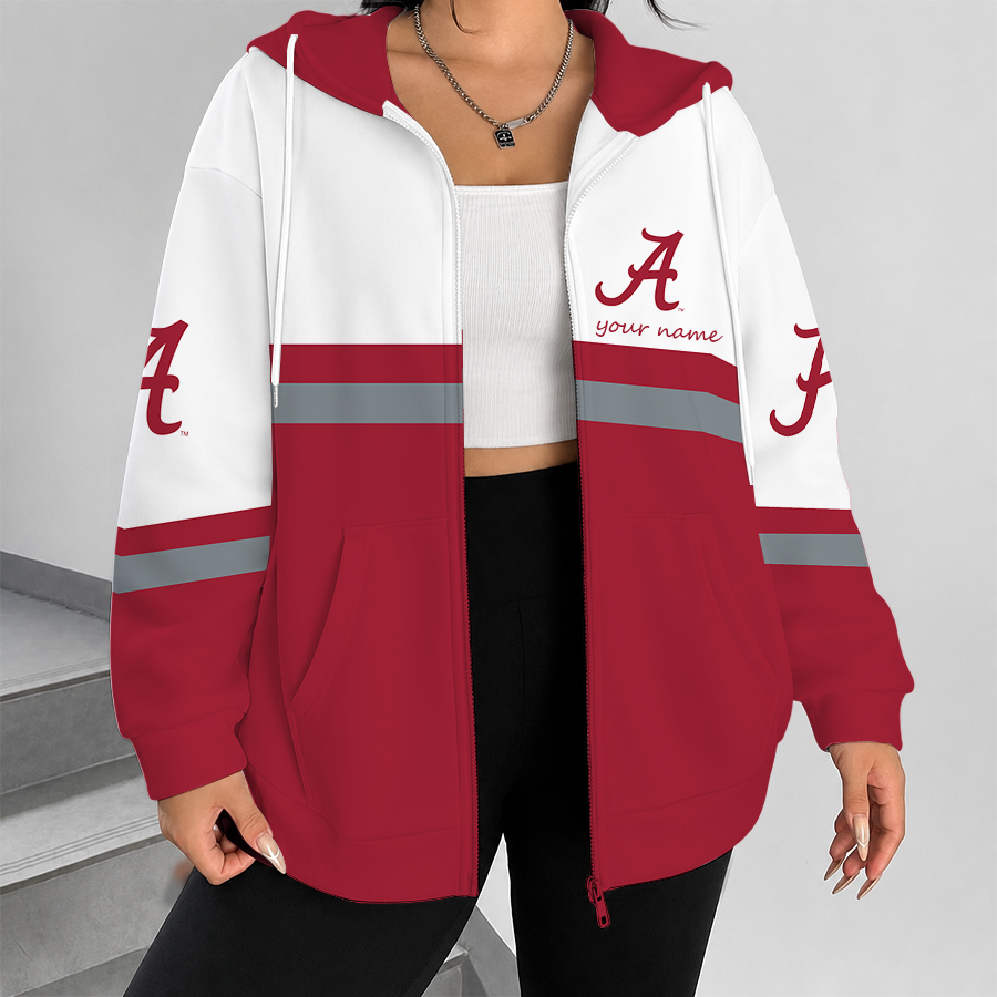 [FAN FAVORITE] NEW CUSTOMIZED NCAA FBS08 ABC ALABAMA CRIMSON TIDE ZIP HOODIE
