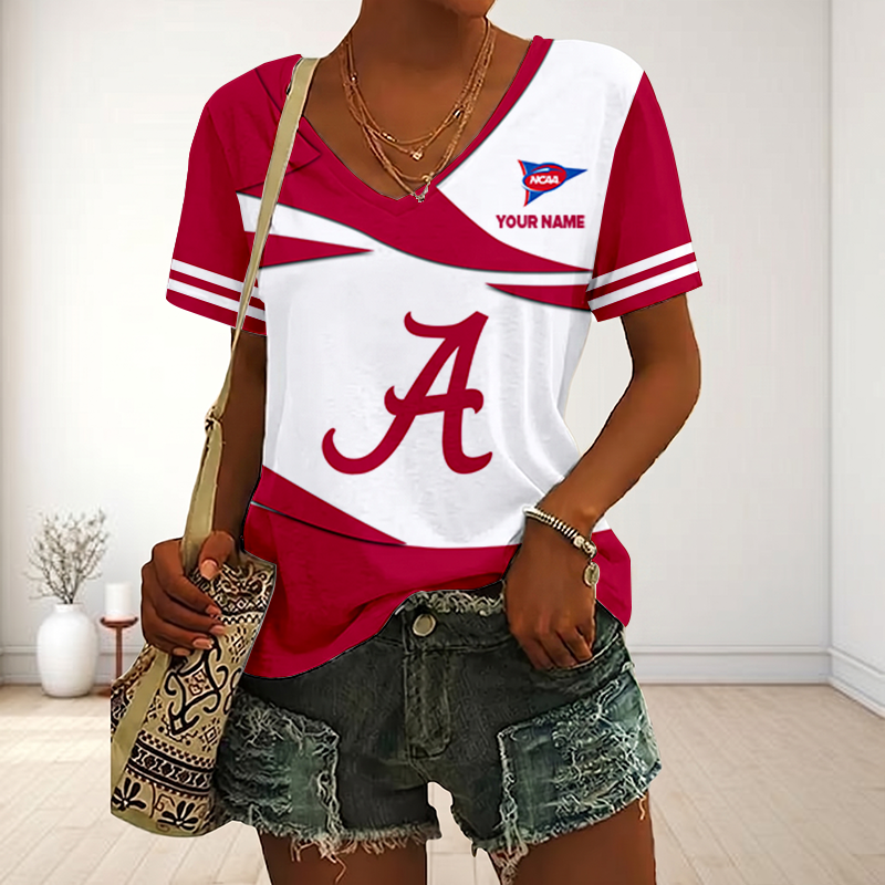 LIMITED DROP - NEW CUSTOMIZED | NCAA FBS08 ABC AB CRIMSON TIDE V-NECK FEMALE SHIRT