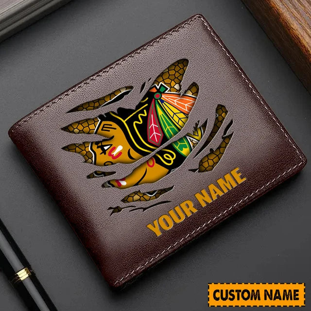 LIMITED EDITION - NEW CUSTOMIZED NHL08 CBH CHICAGO BLACKHAWKS LEATHER WALLET