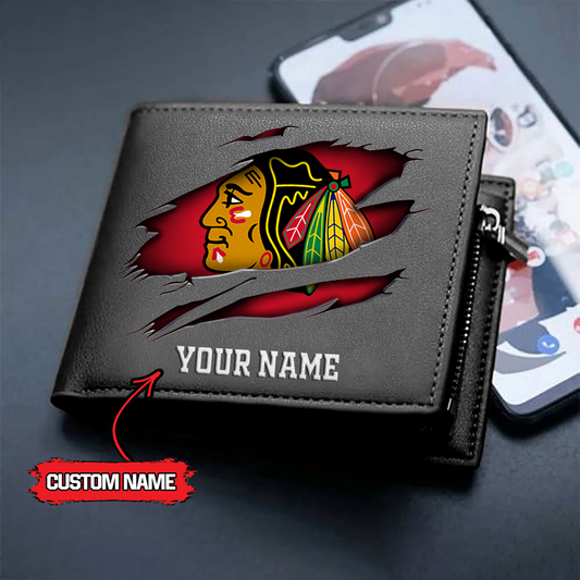LIMITED EDITION - NEW CUSTOMIZED NHL08 CBH CHICAGO BLACKHAWKS LEATHER WALLET