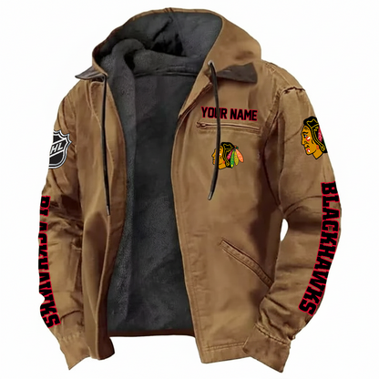 LIMITED EDITION - NEW CUSTOMIZED NHL08 CBH CHICAGO BLACKHAWKS HOODED CARDIGAN JACKET