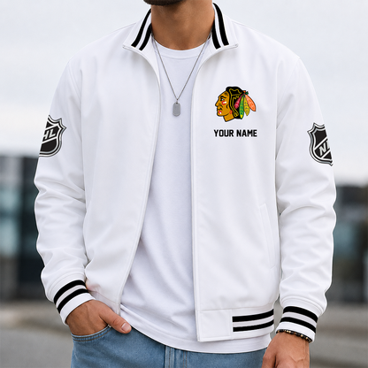 [SUPER SALE] NEW CUSTOMIZED NHL08 CBH CHICAGO BLACKHAWKS MULTICOLOR MEN'S CASUAL JACKET