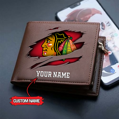 LIMITED EDITION - NEW CUSTOMIZED NHL08 CBH CHICAGO BLACKHAWKS LEATHER WALLET