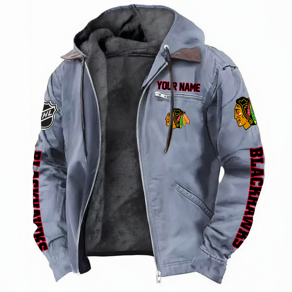 LIMITED EDITION - NEW CUSTOMIZED NHL08 CBH CHICAGO BLACKHAWKS HOODED CARDIGAN JACKET