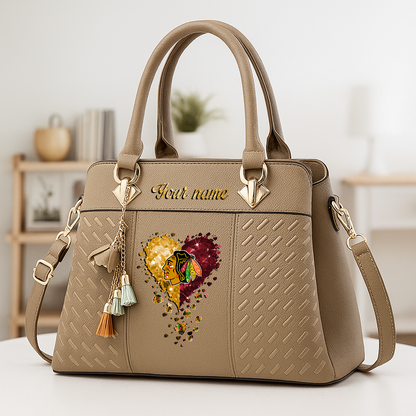 LIMITED EDITION - NEW CUSTOMIZED NHL08 CBH CHICAGO BLACKHAWKS ZIP HANDBAG MULTICOLOR