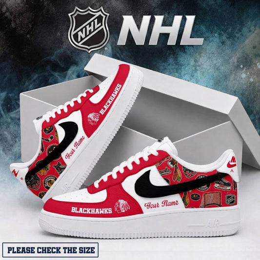 LIMITED EDITION - NEW CUSTOMIZED NHL08 CBH CHICAGO BLACKHAWKS AF1 SHOES