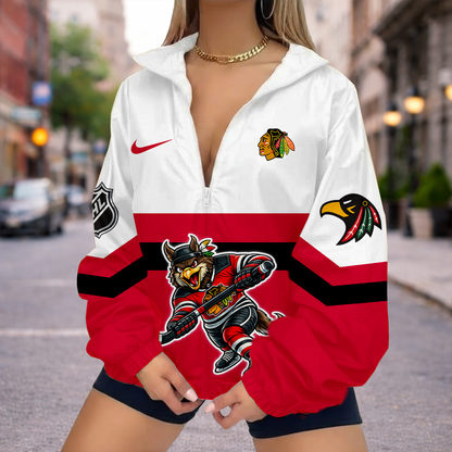 LIMITED EDITION - NEW CUSTOMIZED NHL08 CBH CHICAGO BLACKHAWKS V-NECK ZIPPER SWEATSHIRT JACKET