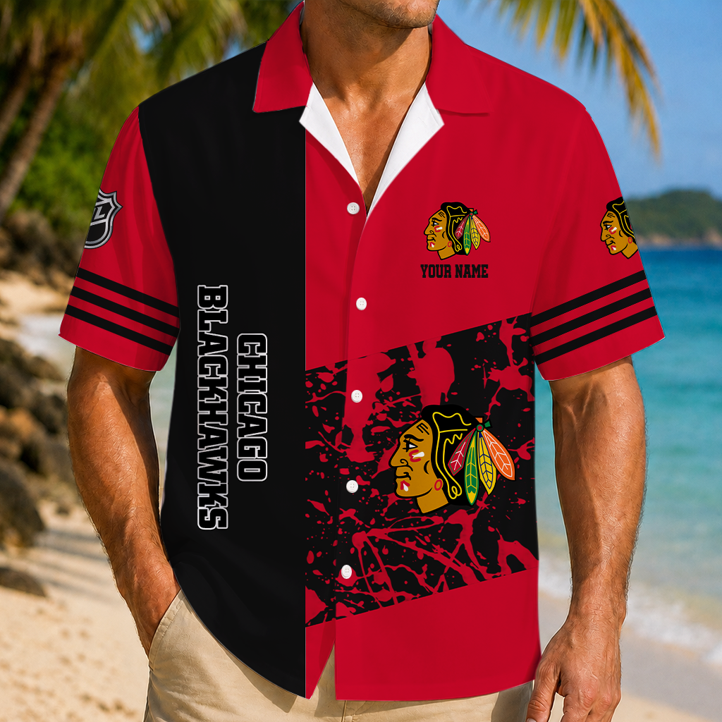 LIMITED EDITION - NEW CUSTOMIZED NHL08 CBH CHICAGO BLACKHAWKS UNISEX HAWAIIAN SHIRT