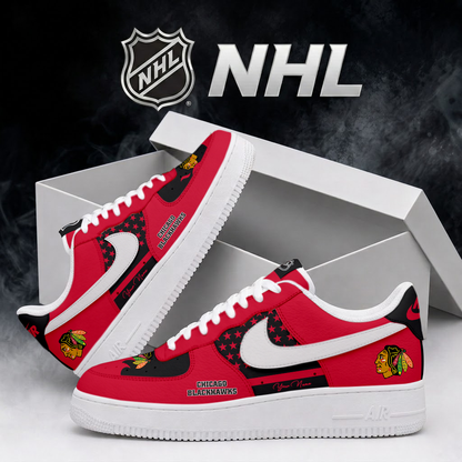 SPECIAL EDITION - NEW CUSTOMIZED NHL08 CBH CHICAGO BLACKHAWKS AF1 SHOES