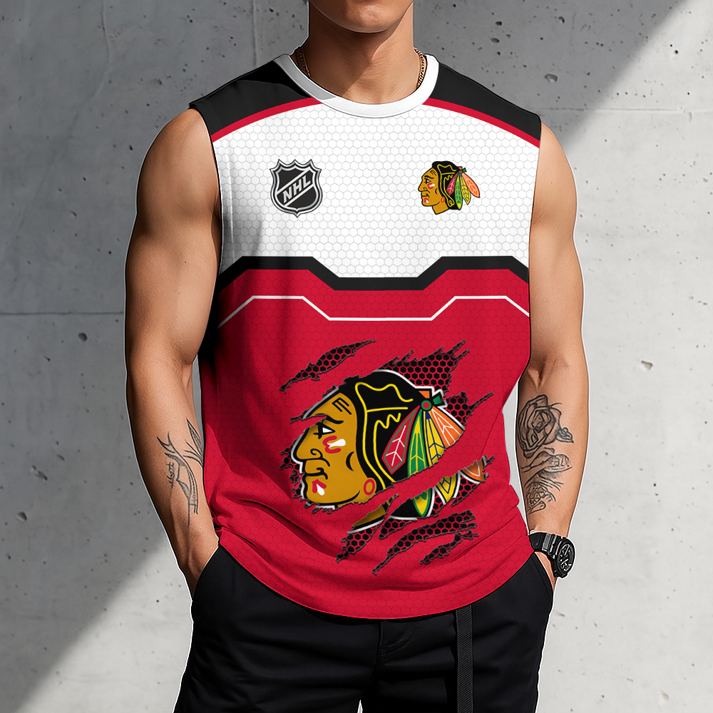 SPECIAL EDITION - NEW CUSTOMIZED NHL08 CBH CHICAGO BLACKHAWKS MEN'S GYM SHIRT
