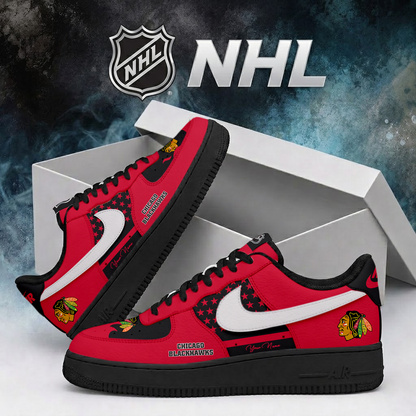 SPECIAL EDITION - NEW CUSTOMIZED NHL08 CBH CHICAGO BLACKHAWKS AF1 SHOES