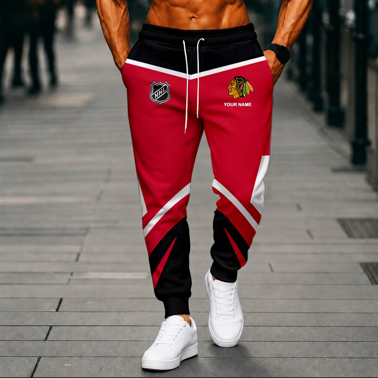 LIMITED EDITION - NEW CUSTOMIZED NHL08 CBH CHICAGO BLACKHAWKS UNISEX LONG PANTS
