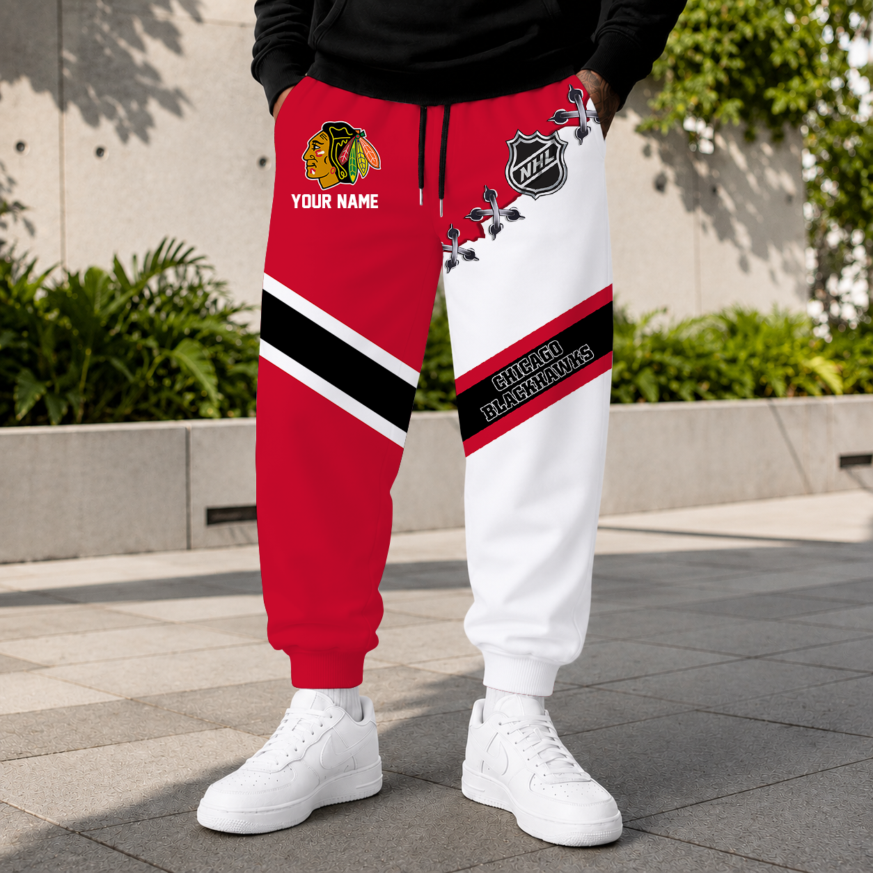 LIMITED EDITION - NEW CUSTOMIZED NHL08 CBH CHICAGO BLACKHAWKS SWEATPANTS