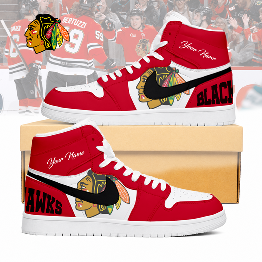 LIMITED EDITION - NEW CUSTOMIZED NHL08 CBH CHICAGO BLACKHAWKS AIR JORDAN SNEAKERS