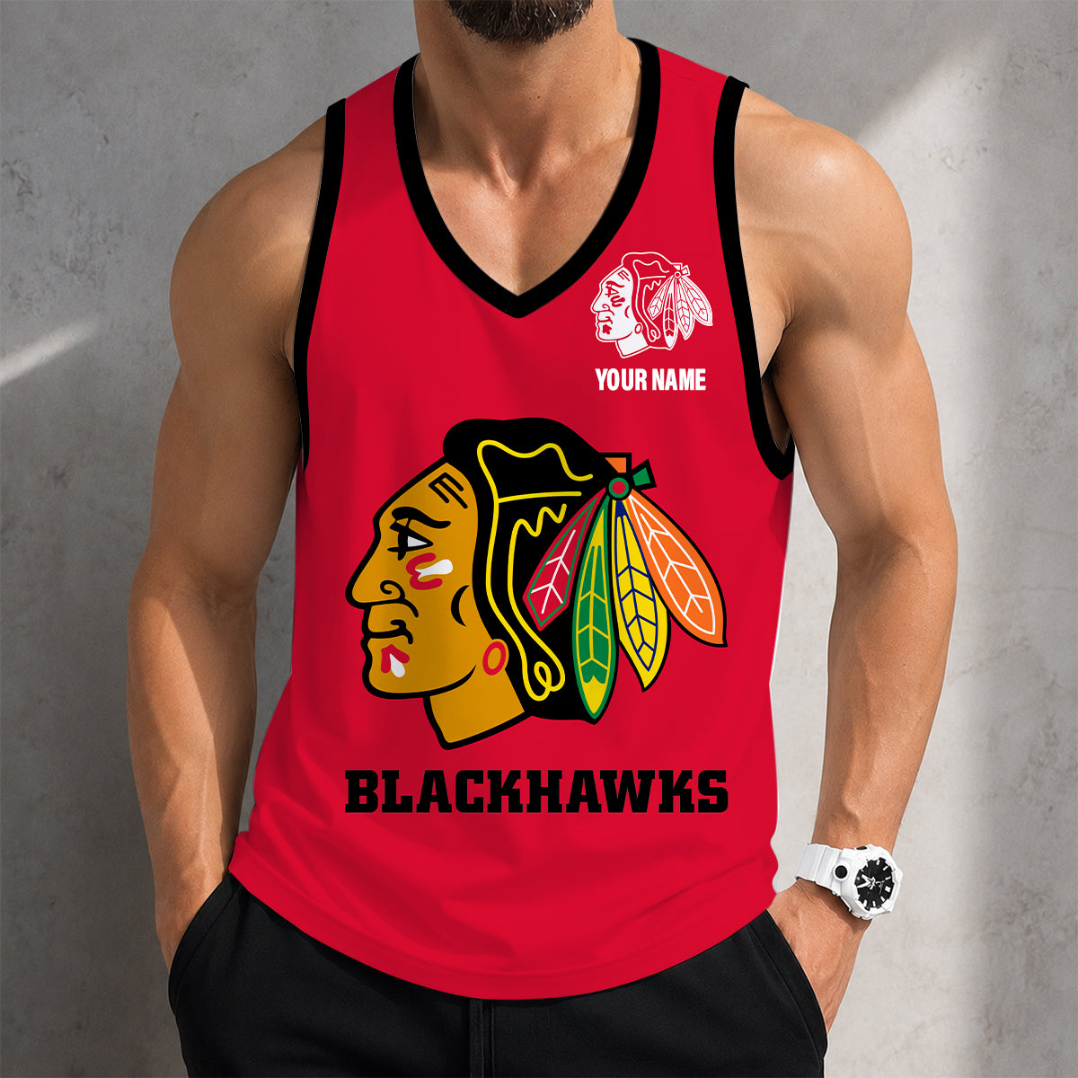 LIMITED EDITION - NEW CUSTOMIZED NHL08 CBH CHICAGO BLACKHAWKS MEN'S TANK TOP