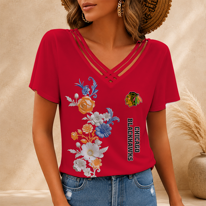 [SUPER SALE] NEW CUSTOMIZED NHL08 CBH CHICAGO BLACKHAWKS V-NECK SHIRT