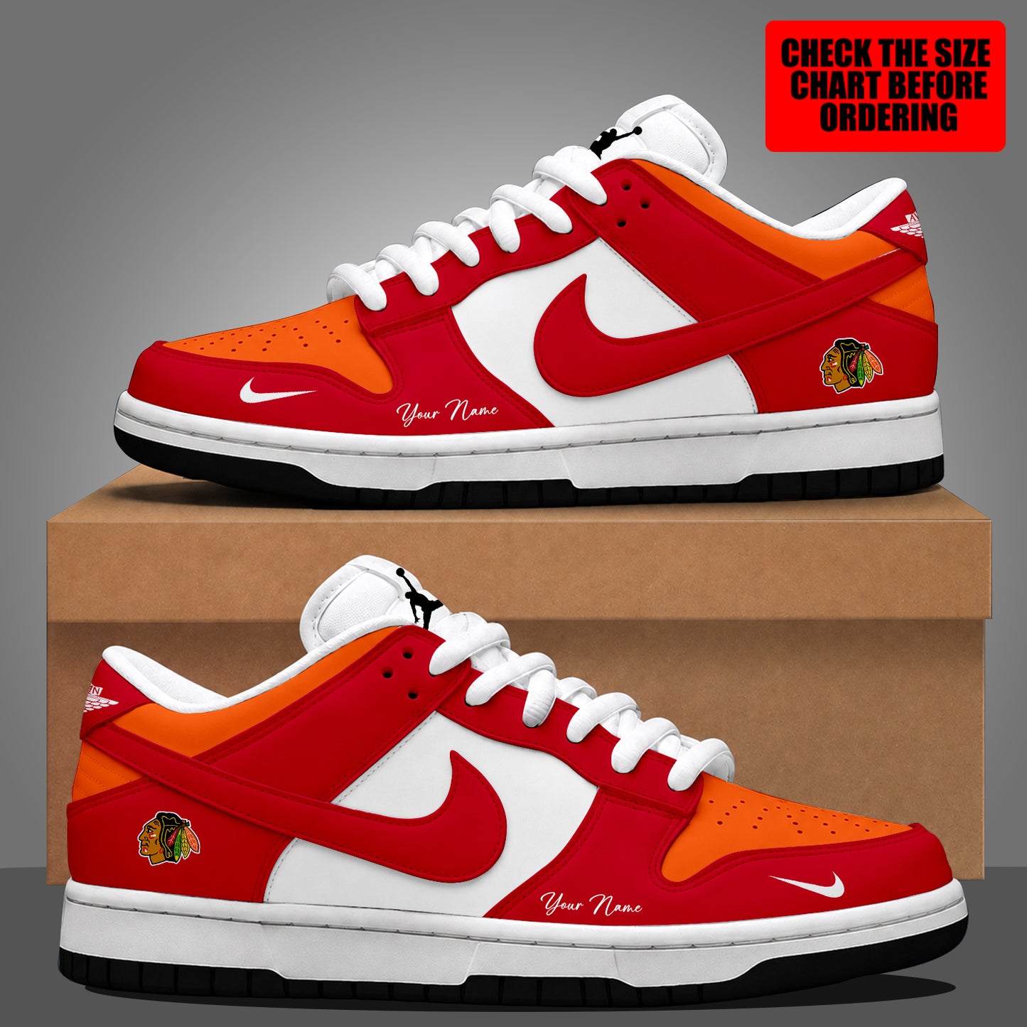 [SUPER SALE] NEW CUSTOMIZED NHL08 CBH CHICAGO BLACKHAWKS DUNK LOW SHOES