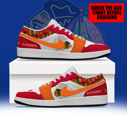 [SUPER SALE] NEW CUSTOMIZED NHL08 CBH CHICAGO BLACKHAWKS AIR JORDAN LOW SHOES