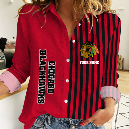 EXCLUSIVE EDITION - NEW CUSTOMIZED NHL08 CBH CHICAGO BLACKHAWKS WOMEN CASUAL SHIRT