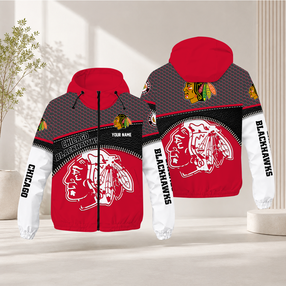EXCLUSIVE EDITION - NEW CUSTOMIZED NHL08 CBH CHICAGO BLACKHAWKS WINDBREAKER JACKET