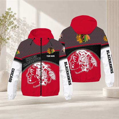 EXCLUSIVE EDITION - NEW CUSTOMIZED NHL08 CBH CHICAGO BLACKHAWKS WINDBREAKER JACKET
