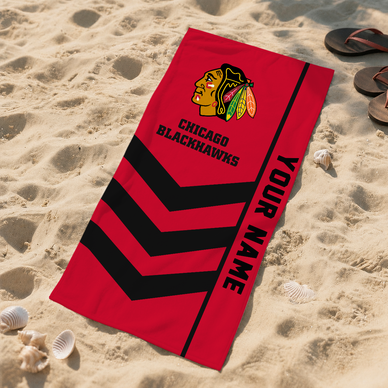 SPECIAL EDITION - NEW CUSTOMIZED NHL08 CBH CHICAGO BLACKHAWKS BEACH TOWEL