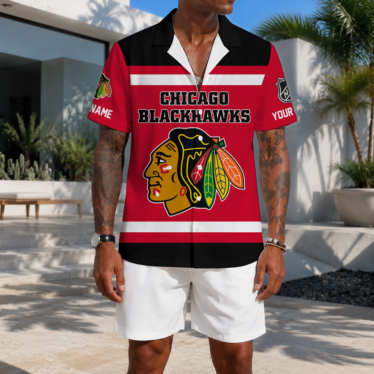 LIMITED EDITION - NEW CUSTOMIZED NHL08 CBH CHICAGO BLACKHAWKS UNISEX HAWAIIAN SHIRT