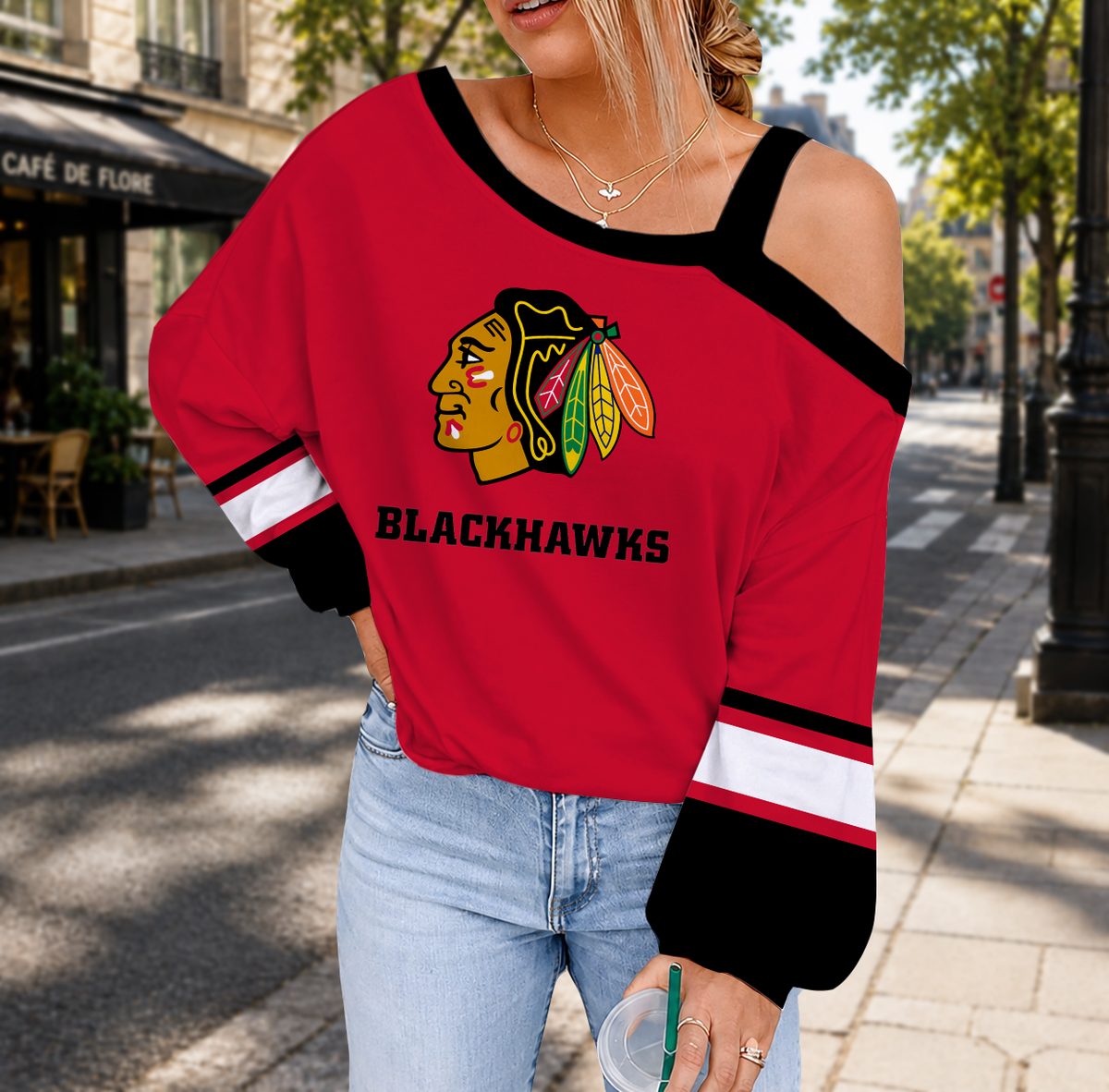 EXCLUSIVE EDITION - NEW CUSTOMIZED NHL08 CBH CHICAGO BLACKHAWKS DROP SHOULDER SWEATSHIRT