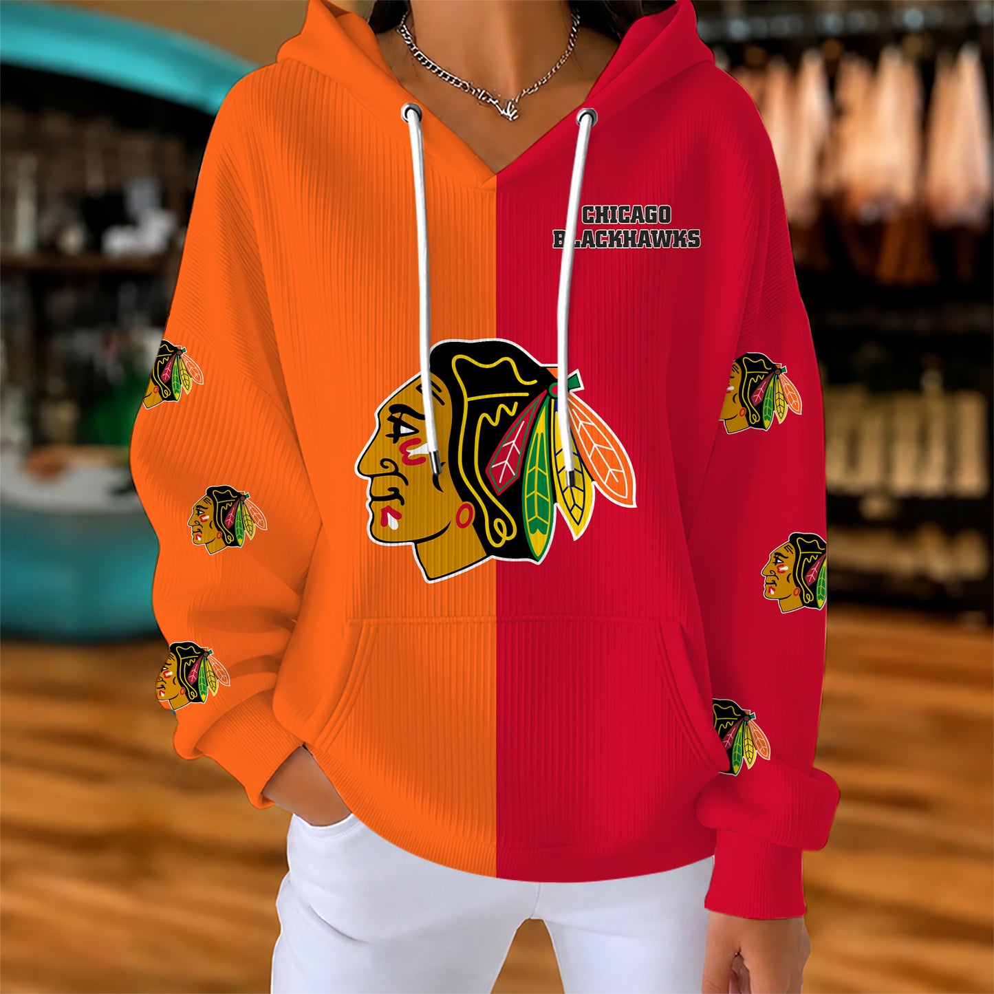 [SUPER SALE] NEW CUSTOMIZED NHL08 CBH CHICAGO BLACKHAWKS RIBBED HOODIE & SWEATSHIRT