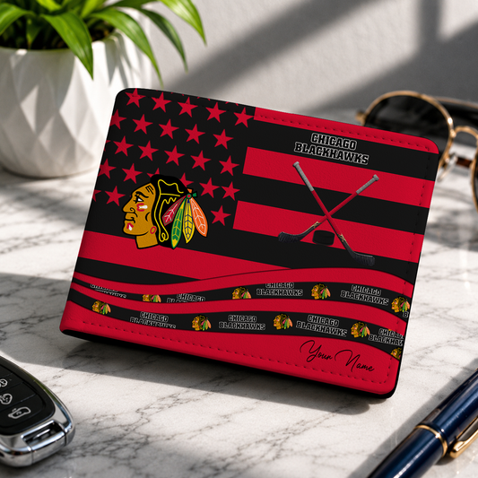 LIMITED EDITION - NEW CUSTOMIZED NHL08 CBH CHICAGO BLACKHAWKS LEATHER WALLET