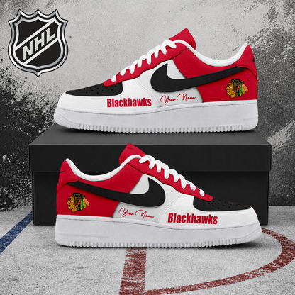 FINAL CLEARANCE - NEW CUSTOMIZED NHL08 CBH CHICAGO BLACKHAWKS AF1 SHOES