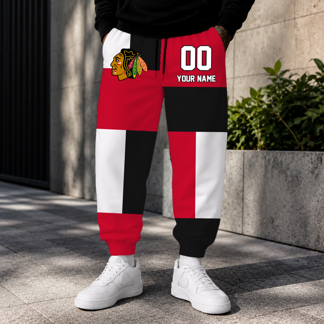 LIMITED EDITION - NEW CUSTOMIZED NHL08 CBH CHICAGO BLACKHAWKS SWEATPANTS