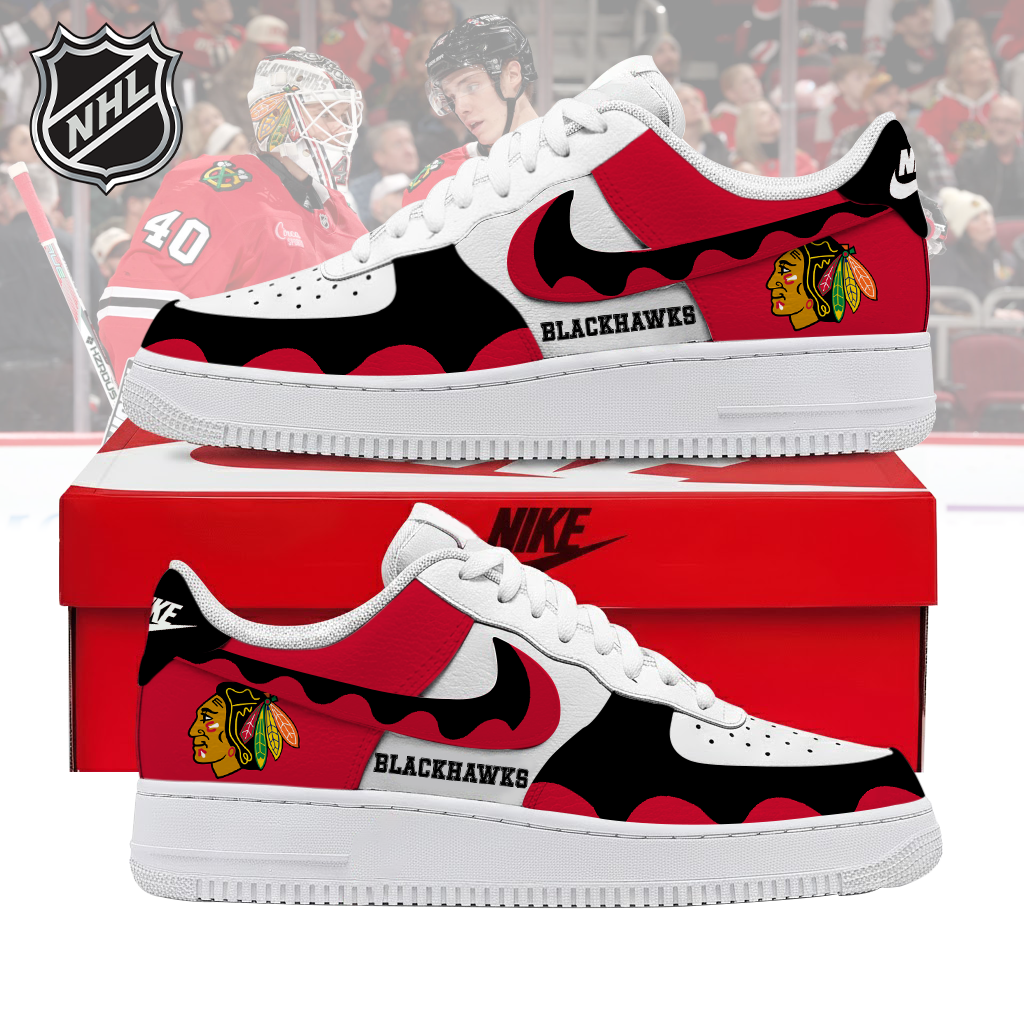 VIRAL EDITION - NEW CUSTOMIZED NHL08 CBH CHICAGO BLACKHAWKS AF1 SHOES