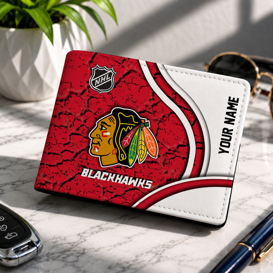 FINAL CLEARANCE - NEW CUSTOMIZED NHL08 CBH CHICAGO BLACKHAWKS LEATHER WALLET