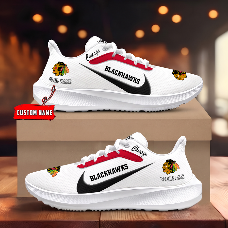 [SUPER SALE] NEW CUSTOMIZED NHL08 CBH CHICAGO KHAKIHAWKS ROAD RUNNING SHOES