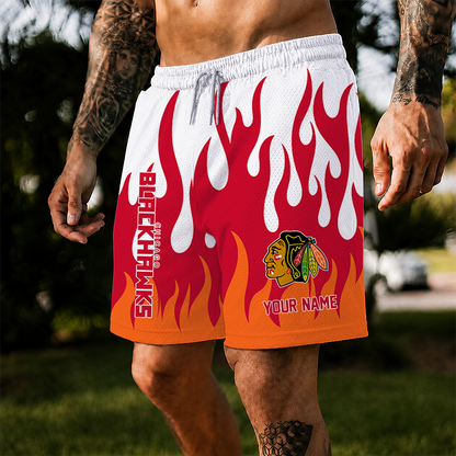 [SUPER SALE] NEW CUSTOMIZED NHL08 CBH CHICAGO BLACKHAWKS SHORT PANTS