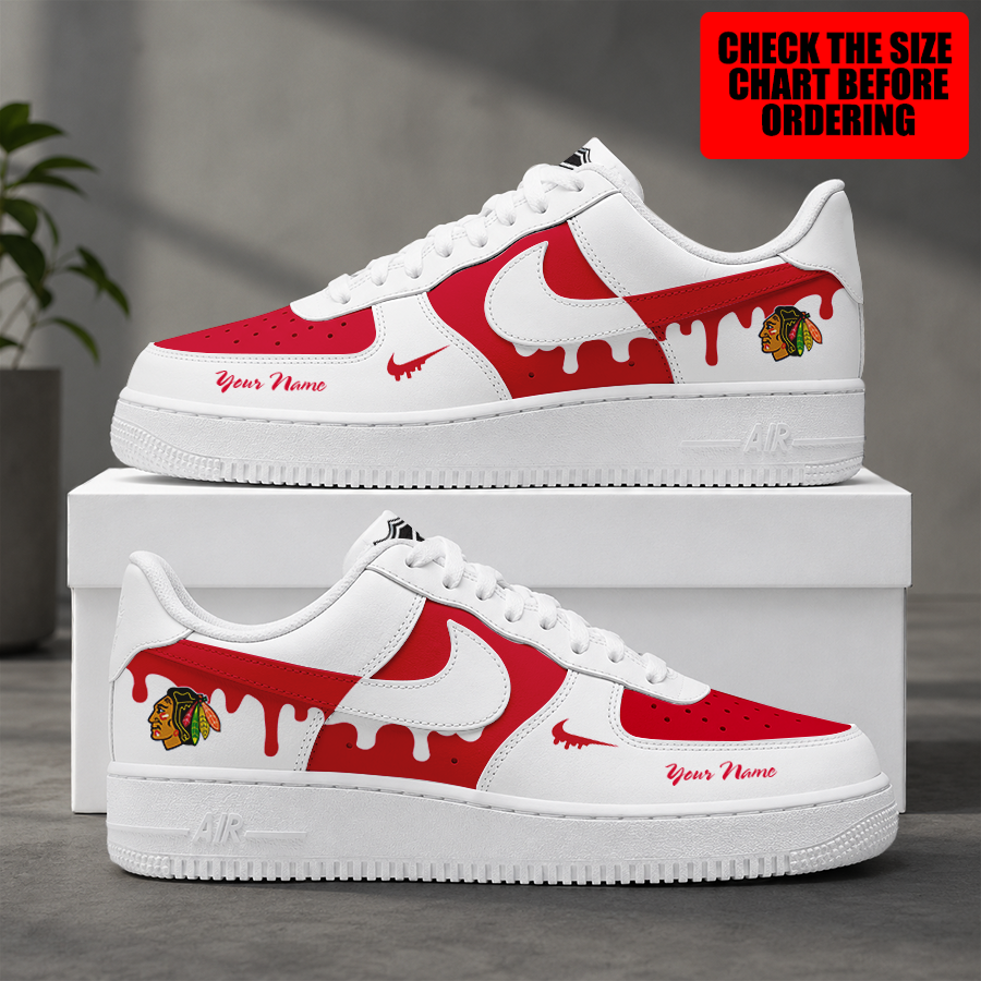 [SUPER SALE] NEW CUSTOMIZED NHL08 CBH CHICAGO BLACKHAWKS AF1 SHOES