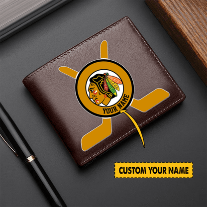 LIMITED EDITION - NEW CUSTOMIZED NHL08 CBH CHICAGO BLACKHAWKS LEATHER WALLET