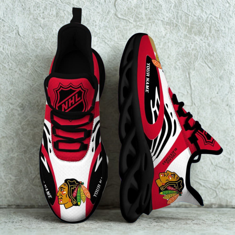 [SUPER SALE ] NEW CUSTOMIZED NHL08 CBH CHICAGO BLACKHAWKS MAX SOUL SHOES