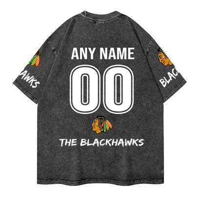[SUPER SALE] NEW CUSTOMIZED NHL08 CBH CHICAGO BLACKHAWKS MULTICOLOR WASHED TEE