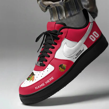 [SUPER SALE] NEW CUSTOMIZED NHL08 CBH CHICAGO BLACKHAWKS AF1 SHOES