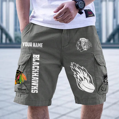 [SUPER SALE] NEW CUSTOMIZED NHL08 CBH CHICAGO BLACKHAWKS CARGO SHORTS