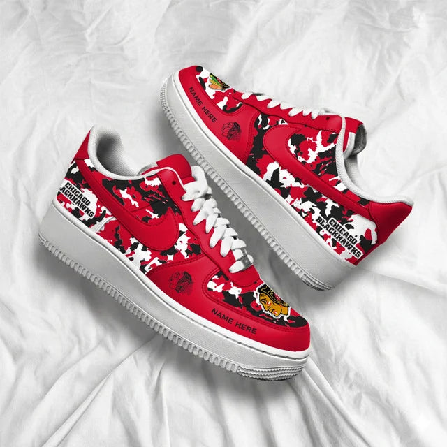 [SUPER SALE] NEW CUSTOMIZED NHL08 CBH CHICAGO BLACKHAWKS AF1 SHOES