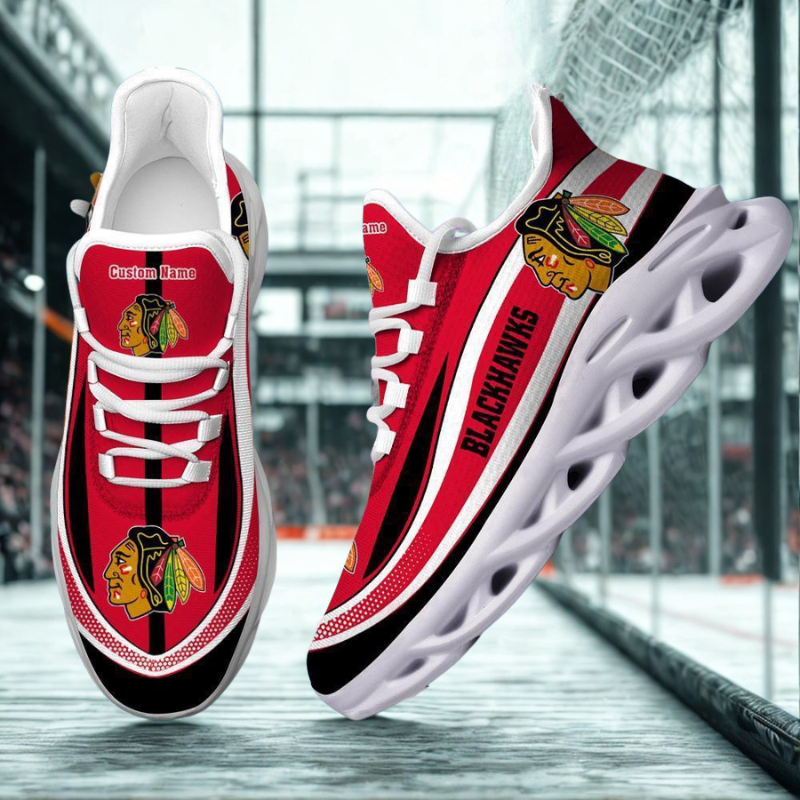 [SUPER SALE ] NEW CUSTOMIZED NHL08 CBH CHICAGO BLACKHAWKS MAX SOUL SHOES