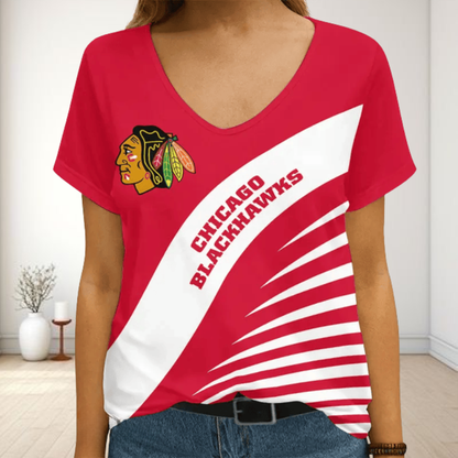 LIMITED EDITION - NEW CUSTOMIZED NHL08 CBH CHICAGO BLACKHAWKS V-NECK FEMALE SHIRT