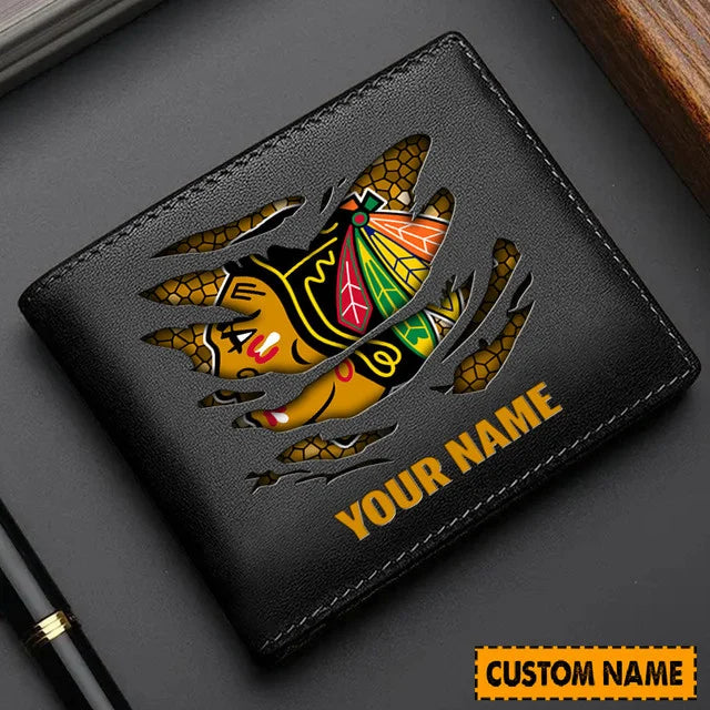 LIMITED EDITION - NEW CUSTOMIZED NHL08 CBH CHICAGO BLACKHAWKS LEATHER WALLET