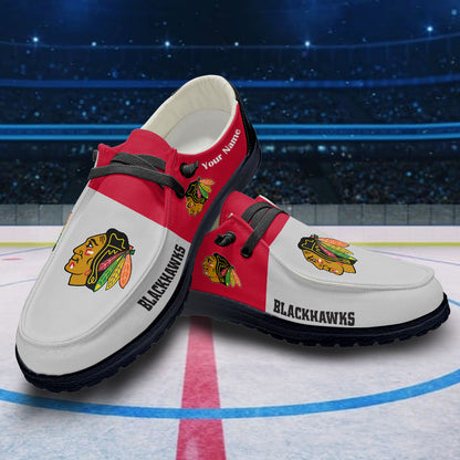 LIMITED EDITION - NEW CUSTOMIZED NHL08 CBH CHICAGO BLACKHAWKS PREMIUM LOAFER SHOES