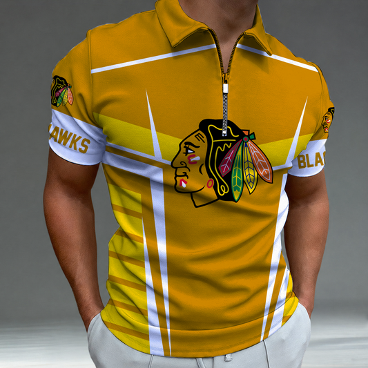 LIMITED EDITION - NEW CUSTOMIZED NHL08 CBH CHICAGO KHAKIHAWKS POLO SHIRT