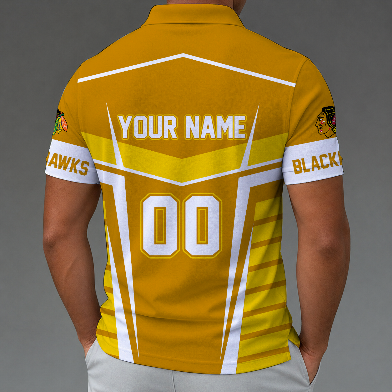 LIMITED EDITION - NEW CUSTOMIZED NHL08 CBH CHICAGO KHAKIHAWKS POLO SHIRT