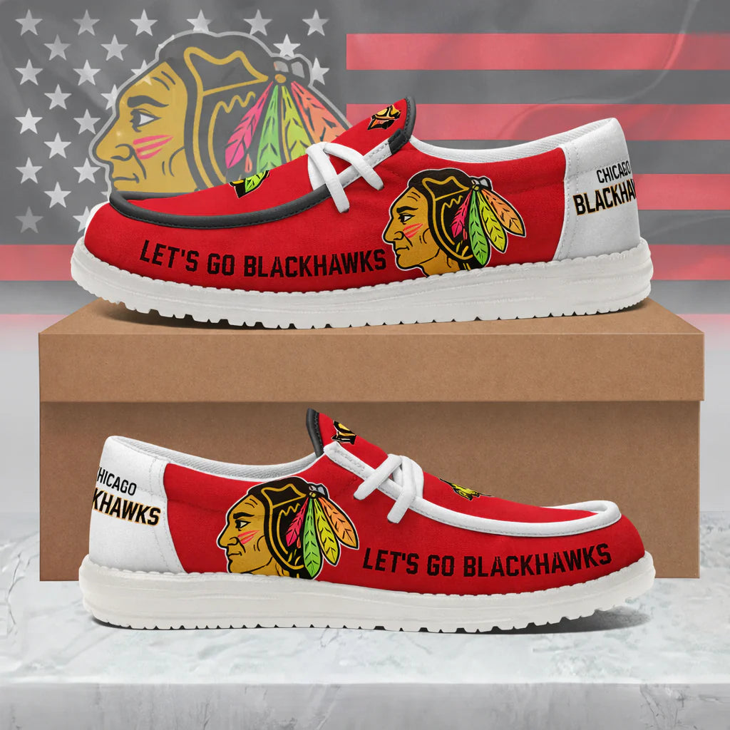 LIMITED EDITION - NEW CUSTOMIZED NHL08 CBH CHICAGO BLACKHAWKS LOAFER SHOES